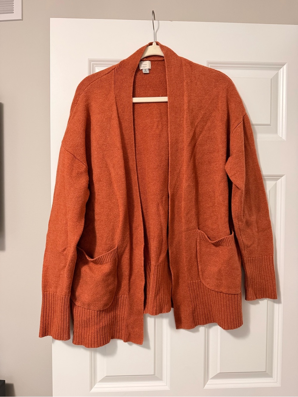 a new day Rust Orange Open-Front Pocket Cardigan